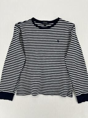 Polo Ralph Lauren Striped Long Sleeve Shirt Youth XL 18-20 Navy White Cotton